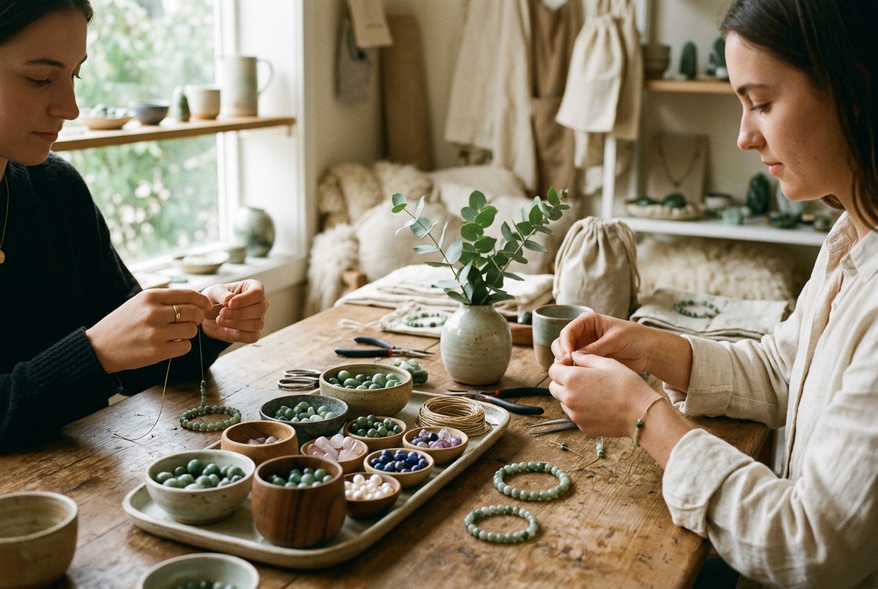 In-store DIY jewelry crafting session at Jade Spring